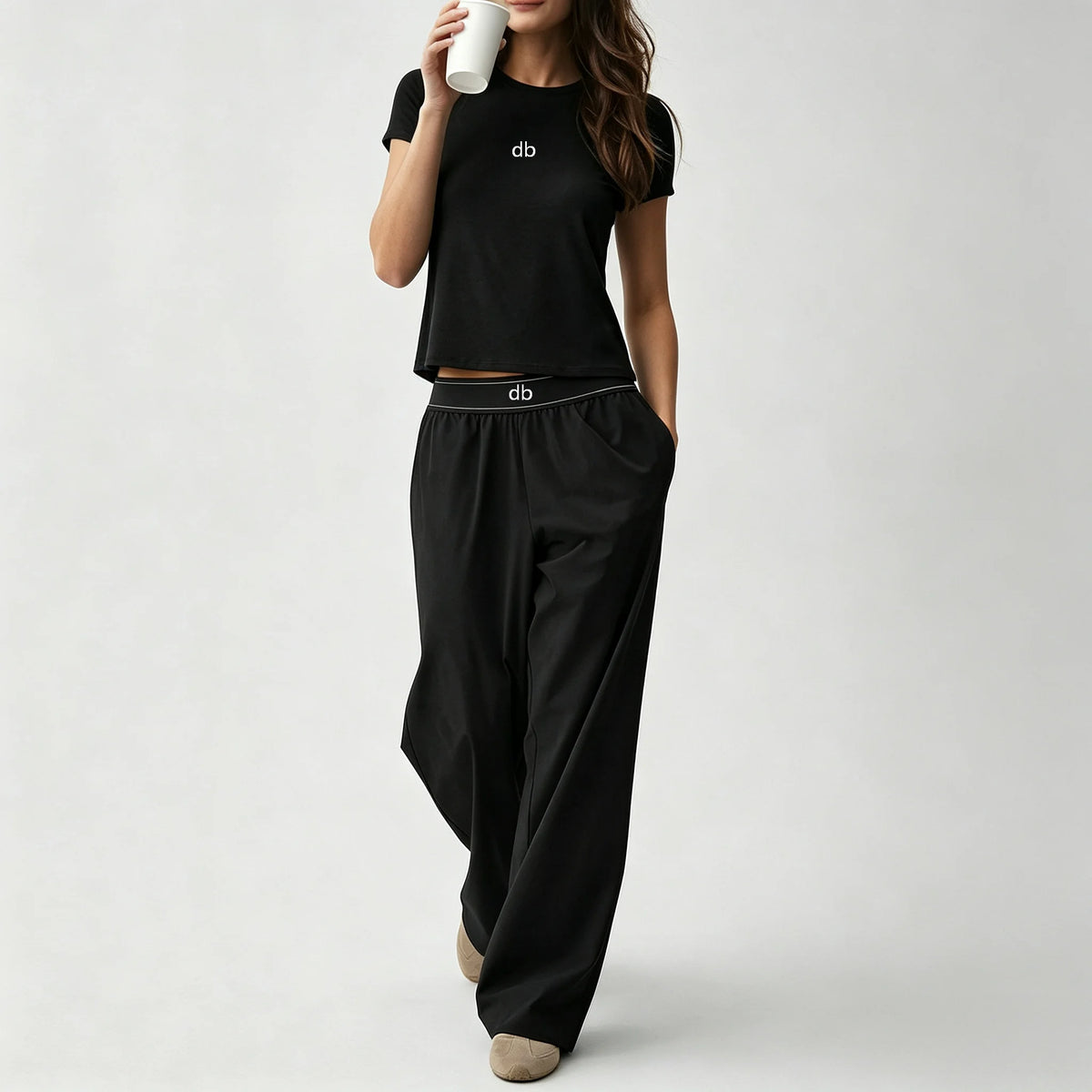 Ensemble manches courtes + pantalon droit
