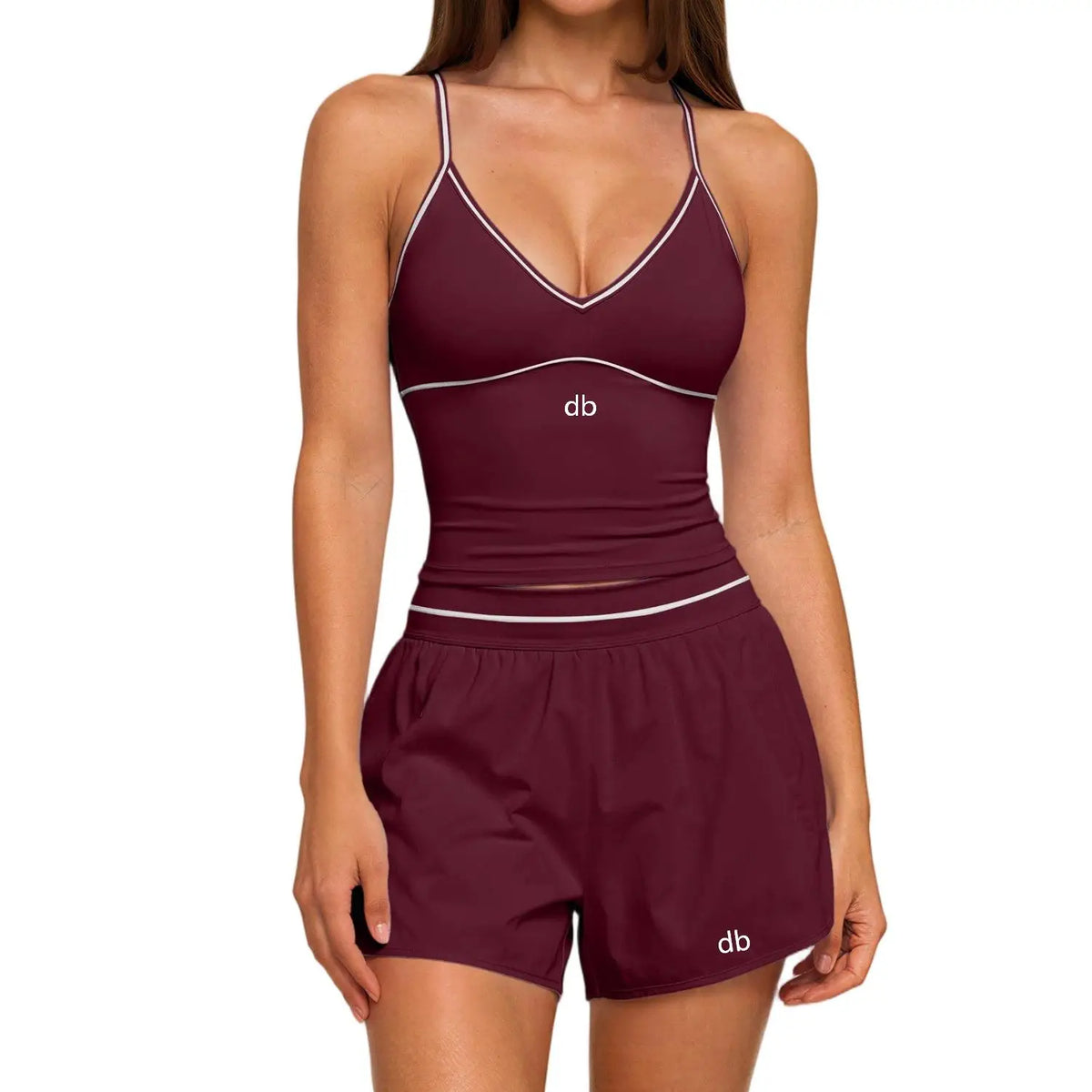 Ensemble brassière dos nu + short contrasté