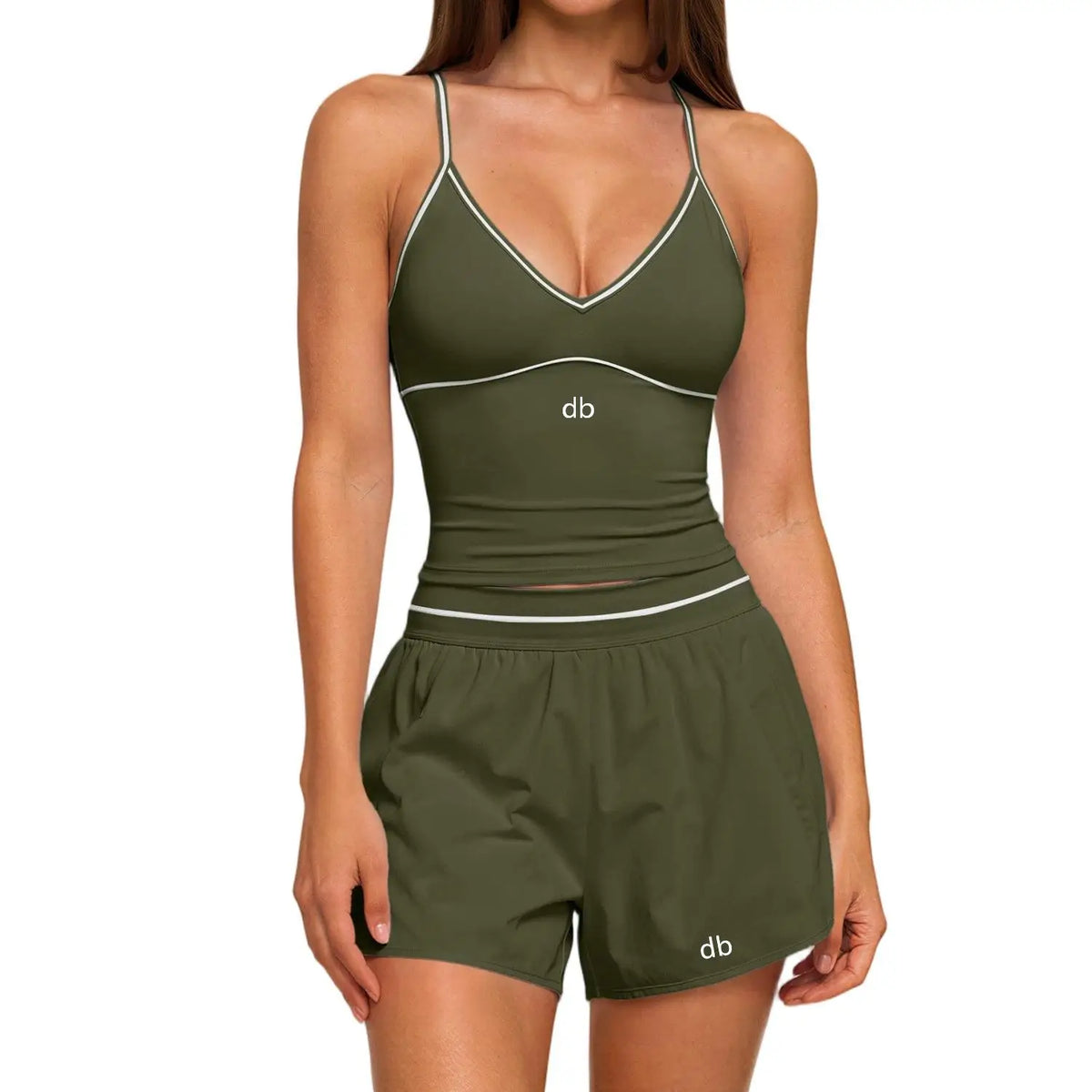 Ensemble brassière dos nu + short contrasté