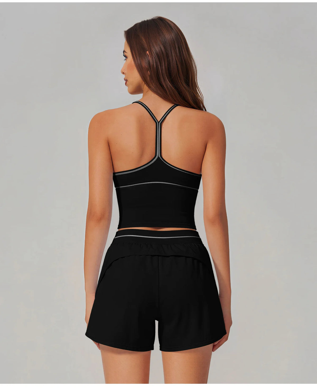 Ensemble brassière dos nu + short contrasté