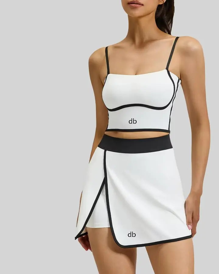 Ensemble brassière + jupe fendue blanc